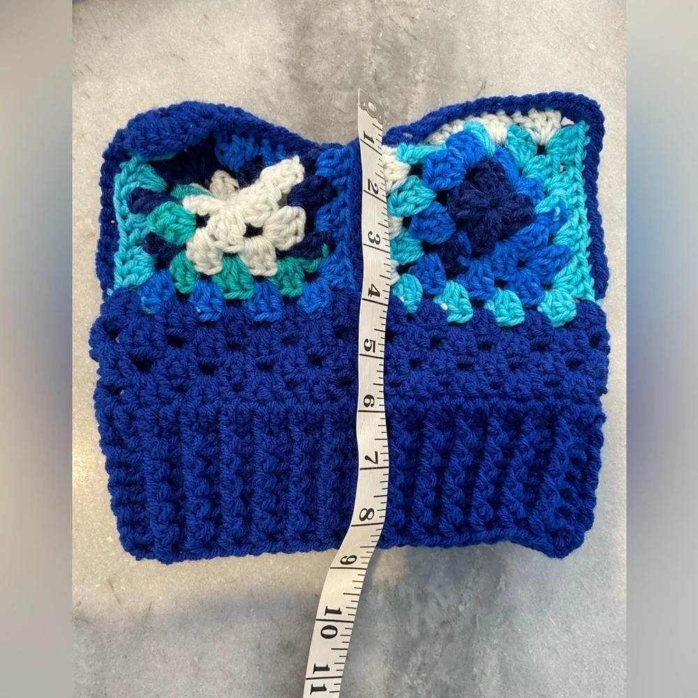 Handmade Crochet Cat Animal Ear Beanie Hat Cozy Ribbed Brim Stretch Winter Hat